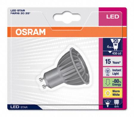 Osram STAR PAR16 20 25� GU10 Strahler 4W Warm Weiss wie 20W Halogen