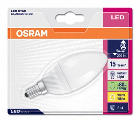 Osram LED STAR Classic B20 Kerzenlampe E14 Warm Weiss 200 Lumen