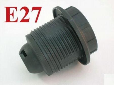 E27 Fassung Schwarz Aussengewinde mit Schraubring 230V