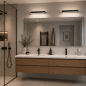 Preview: 30cm Helestra SLATE LED Wandleuchte i/ Spiegelleuchte  in mattem Schwarz & Transparent satiniert