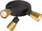 Preview: SLV 1008341 PURI 2.0 Dome, Wand- und Deckenaufbauleuchte, rund, 3 x max. 6 W GU10, schwarz / gold