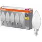 Preview: 5er Sparset E14 OSRAM LED BASE Classic LED Kerzen Lampe MATT 4,9W wie 40W warmweisses Licht