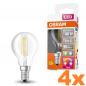 Preview: 4er Pack OSRAM E14 LED STAR+ FILAMENT Lampe 4W warmweiß bis kaltweiß per Klick 4000K + 2700K