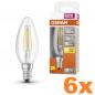 Preview: 6er Vorteilspack  OSRAM E14 LED STAR FILAMENT Kerze klar 5,5W wie 60W warmweiß für Kronleucher und schmale Leuchten