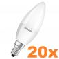 Preview: 10 x Doppelpack OSRAM E14 LED Base Classic Lampen Kerzenform matt 4,9W wie 40W warmweißes Licht