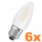 Preview: 6 x Osram E27 LED Kerzenlampen Star Classic matt 5,5W wie 60W 2700K warmweißes Licht