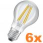 Preview: 6er Vorteilspack  Ledvance E27 Besonders effiziente LED Lampe Classic klar 5W wie 75W 3000K warmweißes Licht für die Wohnung