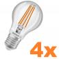 Preview: 4er Pack OSRAM E27 LED Lampe Star Classic A 60 Filament Motion & Daylight sensor 7.3W wie 40W 2700K warmweißes Licht