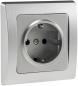 Preview: ChiliTec DELPHI 21106 Schutzkontakt-Steckdose 250 V 16 A, Silber, 1-fach, mit Rahmen, Unterputz