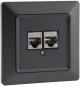 Preview: ChiliTec MILOS Netzwerkdose 2-fach CAT 6 Anthrazit inkl. Rahmen – 23046