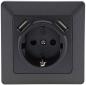 Preview: ChiliTec MILOS Schutzkontakt-Steckdose 2× USB-A Anthrazit 250 V 16 A – 23050