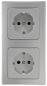 Preview: ChiliTec DELPHI 23065 Set 2x Schutzkontakt-Steckdose + 2-fach Rahmen, Silber, 250 V/16 A, Steckanschluss