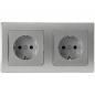 Preview: ChiliTec DELPHI 23065 Set 2x Schutzkontakt-Steckdose + 2-fach Rahmen, Silber, 250 V/16 A, Steckanschluss