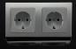 Preview: ChiliTec DELPHI 23065 Set 2x Schutzkontakt-Steckdose + 2-fach Rahmen, Silber, 250 V/16 A, Steckanschluss
