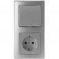 Preview: ChiliTec DELPHI 23066 Set Schutzkontakt-Steckdose + Wechselschalter + 2-fach Rahmen, Silber, 250 V/16 A, Steckanschluss