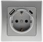 Preview: ChiliTec DELPHI 23341 Schutzkontakt-Steckdose mit USB-A + USB-C PD, 250 V, 16 A, Silber, Unterputz
