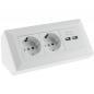 Preview: ChiliTec 2-fach Steckdosenblock + 2x USB, weiß ma 250V~/ 16A, Aufbaumontage, USB 3,1A