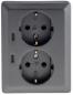 Preview: ChiliTec MILOS CT24014 2-fach Schutzkontakt-Steckdose mit 2x USB-C PD, Anthrazit, 16 A, 250 V