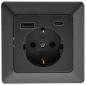 Preview: ChiliTec MILOS Schutzkontakt-Steckdose USB-A + USB-C/PD 3.0 Anthrazit 250 V 16 A – 24036