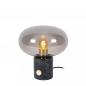 Preview: Lucide CHARLIZE Tischlampe Ø23 cm E27 Schwarz Marmor Rauchglas