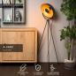 Preview: Lucide Stehlampe ALVARO – Vintage Stehleuchte mit Dreibein & Gold-Innenfarbe