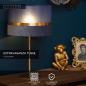 Preview: Lucide EXTRAVAGANZA TUSSE Tischlampe Ø30 cm E14 Blau Gold Leinen