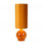 Preview: Stehlampe ESTERAD – Retro Design Stehleuchte aus Glas & Stoff in Ockergelb