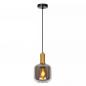 Preview: Lucide JOANET Pendelleuchte Ø16 cm E27 Rauchglas Grau Messing