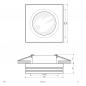 Preview: EVN Decken-Einbaustrahler für Niedervolt GU5.3 Leuchtmittel quadratisch chrom IP65 12V EinbauØ65