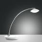 Preview: Weiße italienische LED Tischleuchte mit gebogenem Leuchtarm und beweglichem Leuchtkopf und Touchdimmer