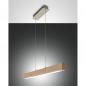 Preview: Balkenförmige 110cm lange Eichenholz LED-Pendelleuchte Badia dimmbar mit Ober- und Unterlicht von Fabas Luce