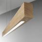 Preview: Balkenförmige 110cm lange Eichenholz LED-Pendelleuchte Badia dimmbar mit Ober- und Unterlicht von Fabas Luce