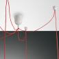 Preview: BLOG 5-flammige PENDELLEUCHTE IN WEISS MIT ROTEN TEXTILUMMANTELTEN KABELN VON FABAS LUCE