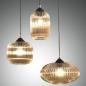 Preview: 3-flammige Nordal Pendelleuchte Stilmix unterschiedliche Schirmgrößen geriffelt  in Amber von Fabas Luce