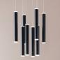 Preview: Prado 8-flammige LED Pendelleuchte im Röhrenstil mit Ober- und Unterlicht in Schwarz dimmbar von Fabas Luce