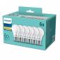 Preview: 6er-Sparpack PHILIPS E27 LED Glühbirnenform opalweiss gefrostet 8W wie 60W blendfreies warmweisses Licht 2700K