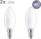 Preview: 2er Set Philips E14 LED Classic Kerzenlampe 2,2W wie 25W Matt 2700K warmweißes Licht