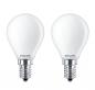 Preview: 2er Pack PHILIPS E14 LED Tropfenlampen matt 2,2W wie 25W warmweisses Licht