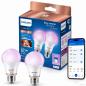 Preview: 2er-Pack PHILIPS WiZ Smart LED RGB A60 8,5W wie 60W E27 806lm 2200–6500K Matter dimmbar