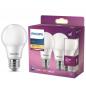 Preview: 2er Sparset PHILIPS E27 LED Lampen in Glühbirnenform weiß satiniert 4.2W wie 40W warmweiss