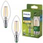 Preview: 2er Sparpack Philips E14 Classic ultraeffiziente LED-Kerzenlampen Filamentoptik 2,3W wie 40W warmweisses Licht