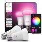 Preview: 2er Set Philips Hue White & Color Ambiance mit 2 x E27 RGBW LED Lampen - mehrfarbig und dimmbar
