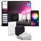 Preview: Philips Hue White & Color Ambiance Starter Set mit 2 x E27 RGBW Lampen 8,1W wie 75W & Bridge Pro & Dimmschalter