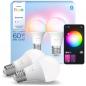 Preview: 2er Set Philips Hue Essential E27 LED Lampe 8W wie 60W -  RGBW dimmbar