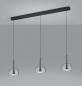 Preview: 3-flammige Helestra FLUTE LED Pendelleuchte in schwarzchrom mit blendfreier Satinierung aus Acrylglas