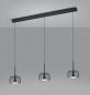 Preview: 3-flammige Helestra FLUTE LED Pendelleuchte in schwarzchrom mit blendfreier Satinierung aus Acrylglas