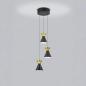 Preview: 3-flammige Helestra LUK LED Pendelleuchte in schwarz-gold dimmbar