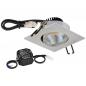 Preview: EVN P-LED Decken-Einbaustrahler mit universalweißem Licht dimmbar quad. schwenkbar alu pol. (STL) IP20 8.4W 4000K 90Ra EinbauØ68