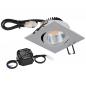 Preview: EVN P-LED Decken-Einbaustrahler mit universalweißem Licht dimmbar quad. schwenkbar chrom matt (STL) IP20 8.4W 4000K 90Ra EinbauØ68