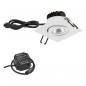 Preview: EVN P-LED Decken-Einbauleuchte mit warmweißem Licht dimmbar feuchtraumgeeignet quad. schwenkbar weiß IP65 6W 3000K 90Ra EinbauØ68